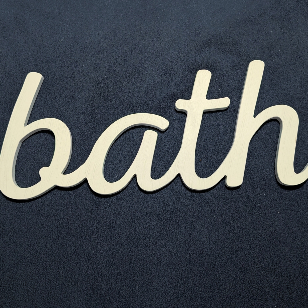 White Wooden Bath Sign